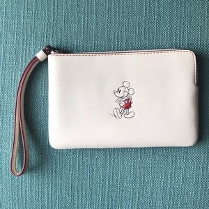 DisneyxCoach Mickey white leather clutch/wristlet